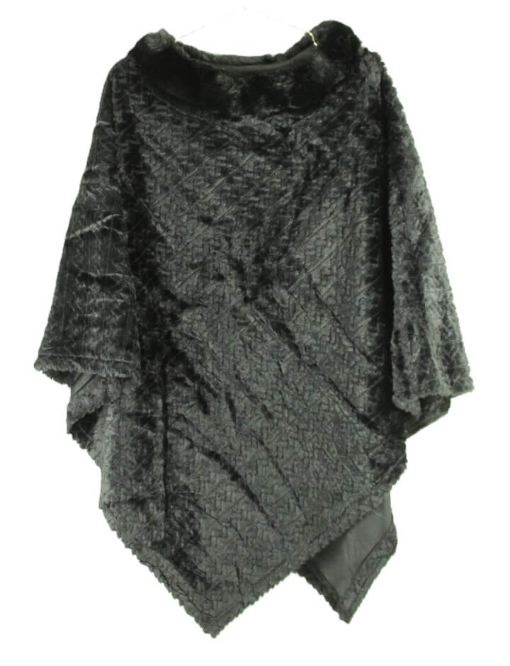 Liva | oversize mørk imiteret pels poncho